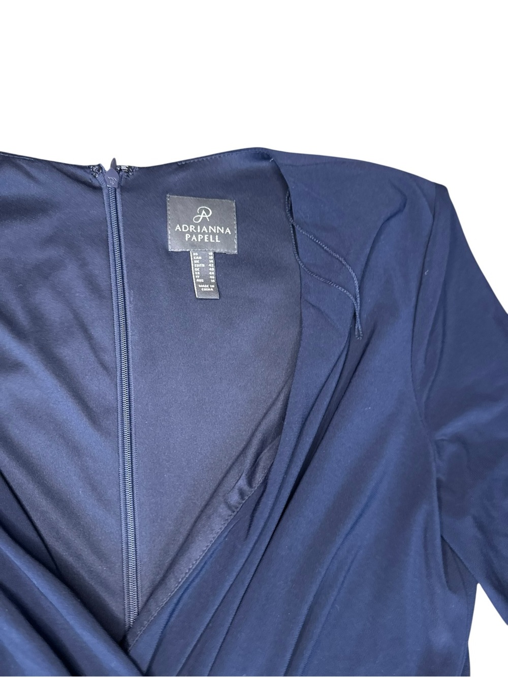 Adrianna Papell Navy Wrap-Front Wide-Leg Jumpsuit - Picture 2 of 5